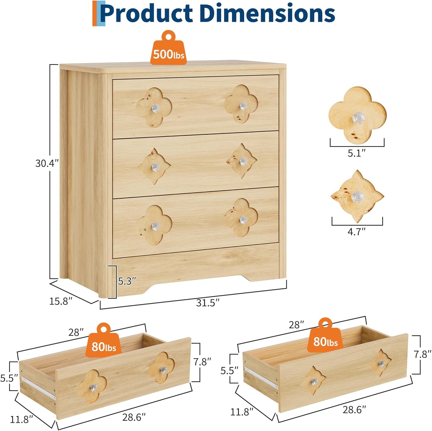 Scene Storage 3/5-Drawers Bedroom Dresser - Decorative Front Closet Organizer, Multi ...