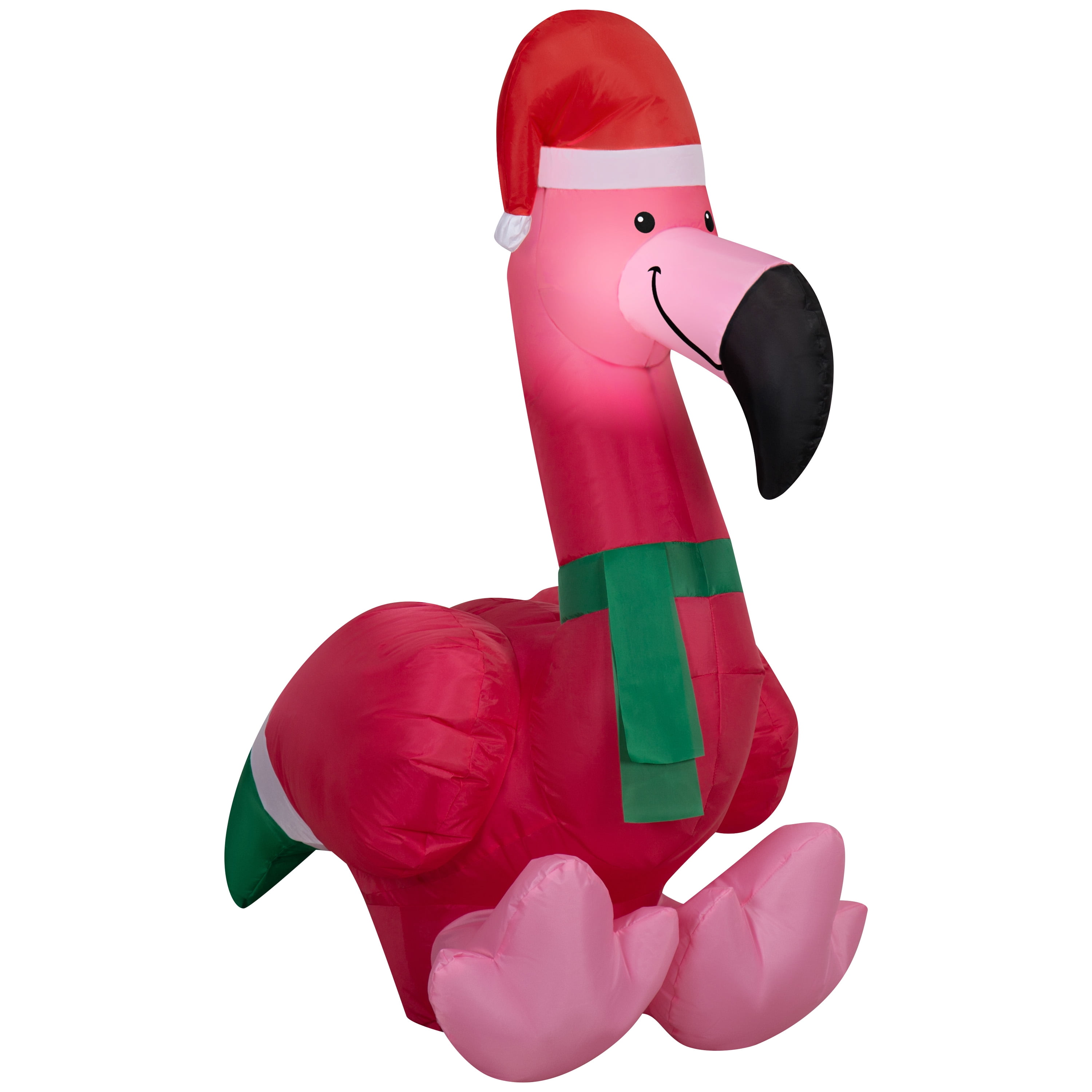 3.5 ft Festive Sitting Flamingo Christmas Airblown Yard Inflatable, Multicolor, by Holiday Time