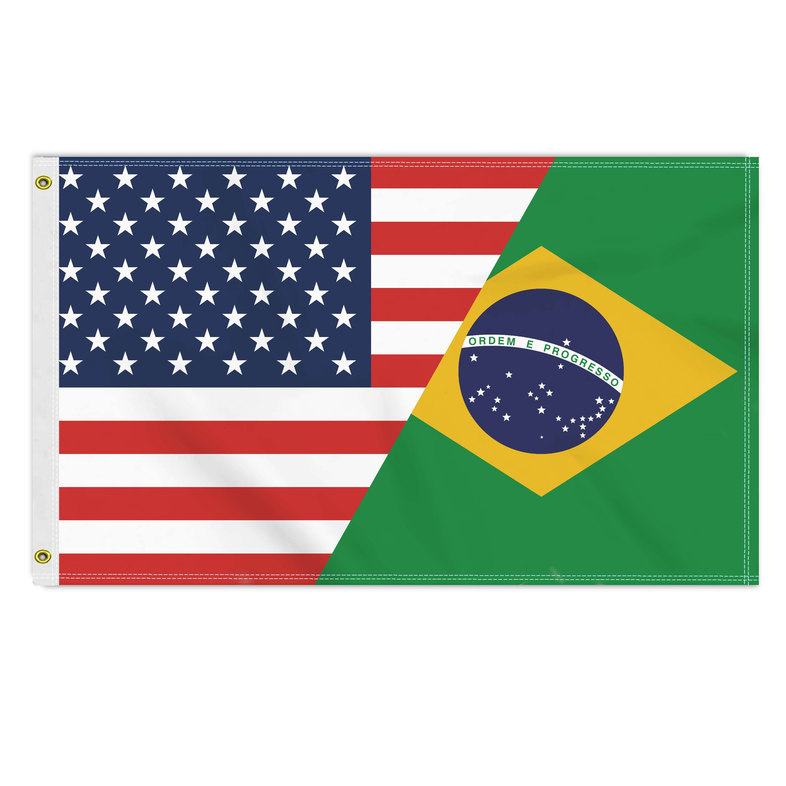 3x5 FT USA Brazil Patriotic Outdoor Banner with Brass Grommets