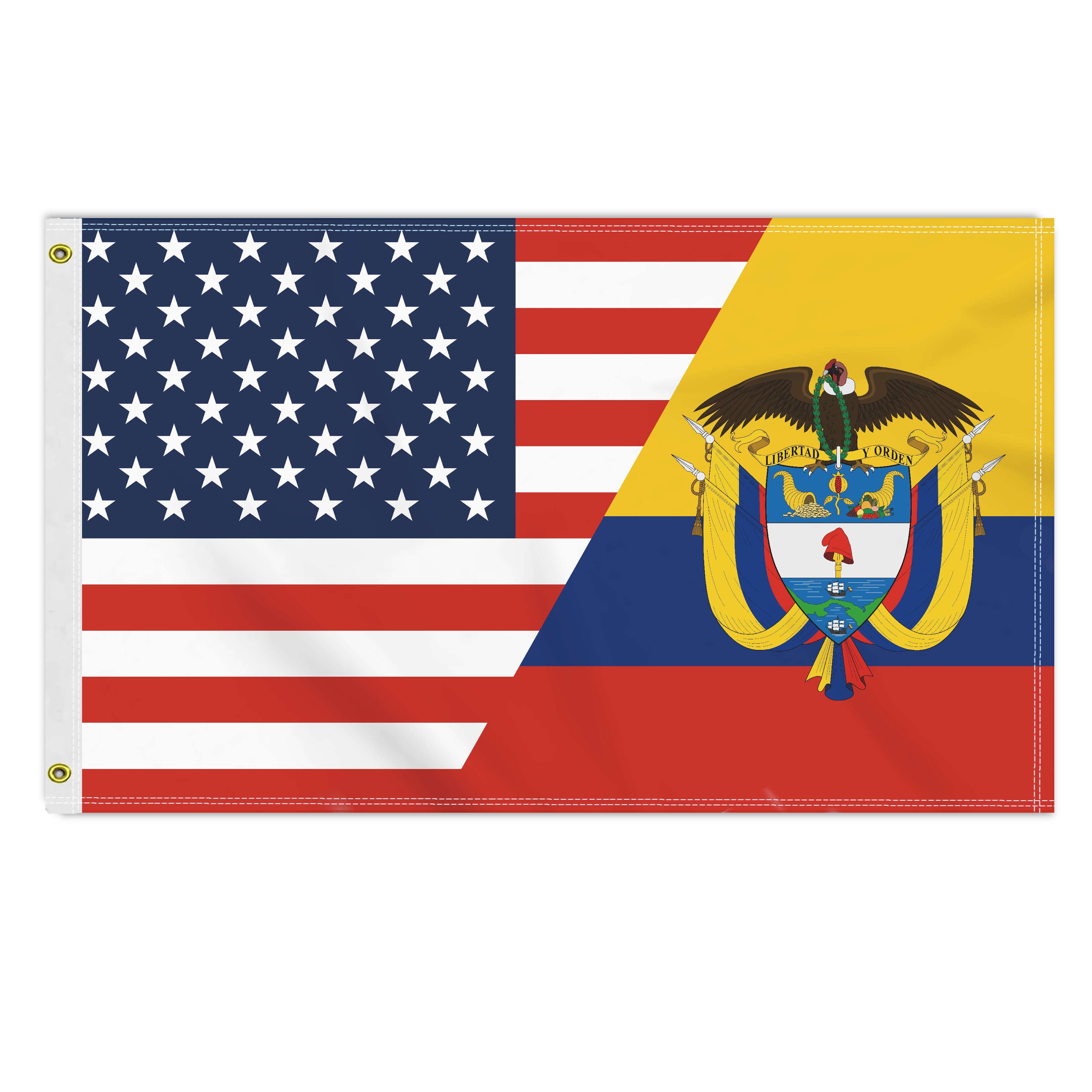 3x5 FT USA Colombia Patriotic Outdoor Banner with Brass Grommets