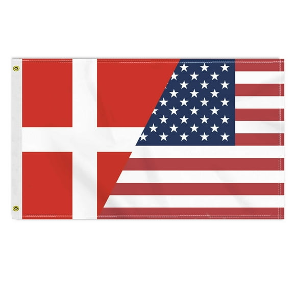 35 FT Denmark USA Flag, Large 150D America Danish Danmark Outdoor Banner,Double Side Printing Decor For Patio Garden With Brass Gromment