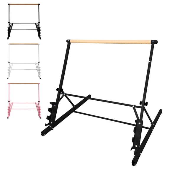 3.5 FT Freestanding Solid Wood Ballet Barre, 4-Level Height Adjustable Portable Dance Bar (31.539.5 Inch), Mobile Ballet Stretch Bar with Wheels for Home, Studio, School Dance Practice, Pilates & Le