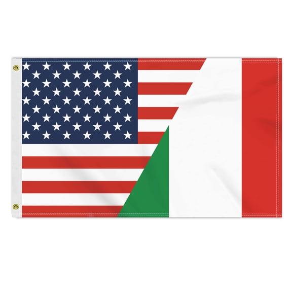 35 FT Italy USA Flag, Large 150D America Italians Outdoor Banner,Double Side Printing Decor For Patio Garden With Brass Gromment