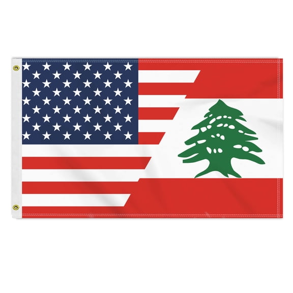 35 FT Lebanon USA Flag, Large 150D America Lebanese Outdoor Banner,Double Side Printing Decor For Patio Garden With Brass Gromment