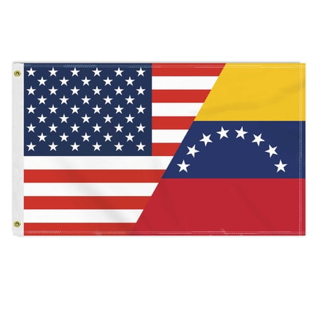 3×5 FT USA Venezuela Flag, Large 150D America Venezuelan Outdoor Banner,Double Side Printing American Decor For Patio Garden With Brass Gromment