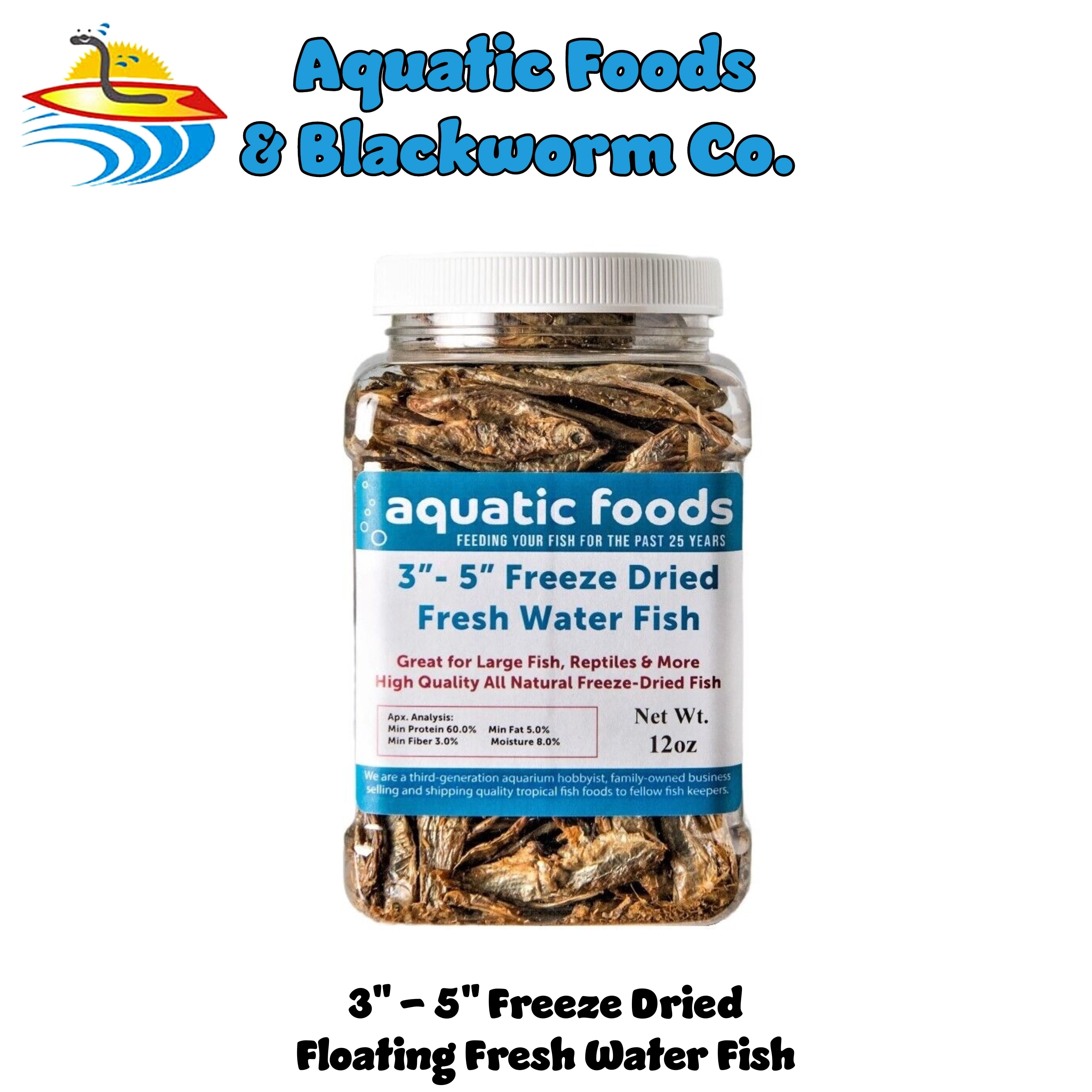 3"- 5" Fresh Water Freeze Dried Fish for Piranha, Large Fish, Turtles, Cats, Sugar Glider, Marmosets, Chinchillas, Squirrels, Hamsters…12oz Med Jar