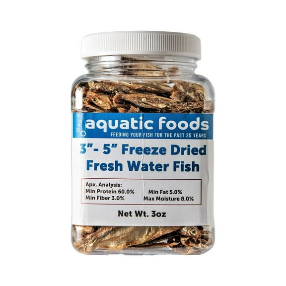 3"- 5" Fresh Water Freeze Dried Fish for Piranha, Large Fish, Turtles, Cats, Sugar Glider, Marmosets, Chinchillas, Squirrels, Hamsters3oz Small Jar