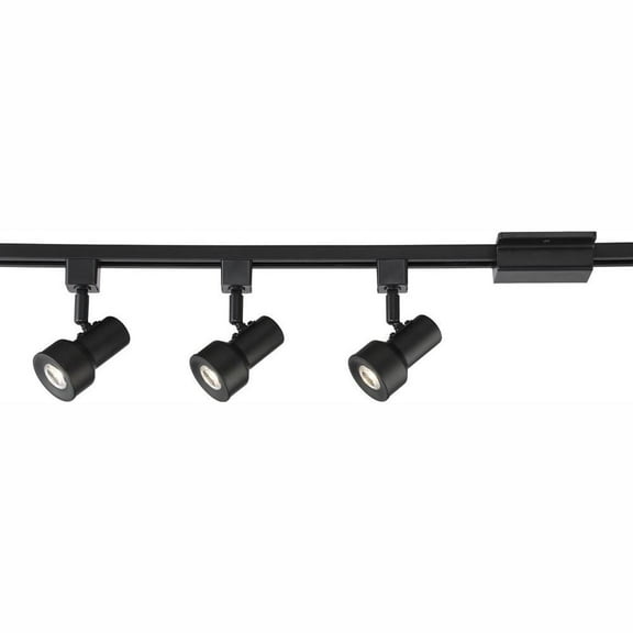 3.5 Ft. Solid Black Integrated LED Track Lighting Kit With 3-Small Step Cylinder LED Track Lights