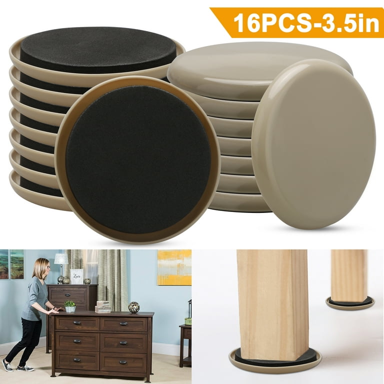 TSV 16pcs Adhesive Furniture Sliders, Round Furniture Moving Pads for  Carpet Furniture Glide, Heavy Duty Reusable