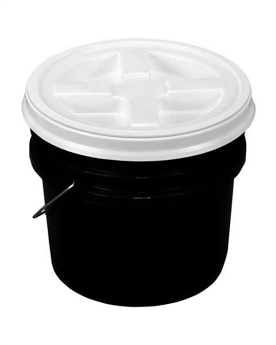 5 Gallon White Bucket & Gamma Seal Lid - Food Grade Plastic Pail & Gamma2  Screw Seal Tight Lid (Red)