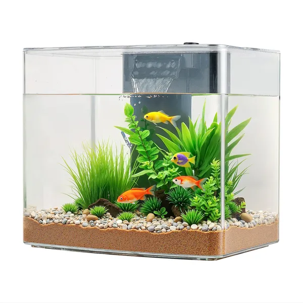 3.5 Gallon Ultra-Clear Fish Tank with Adjustable 3-Color Lighting and Self-Cleaning System for Freshwater&Saltwater Fish Use