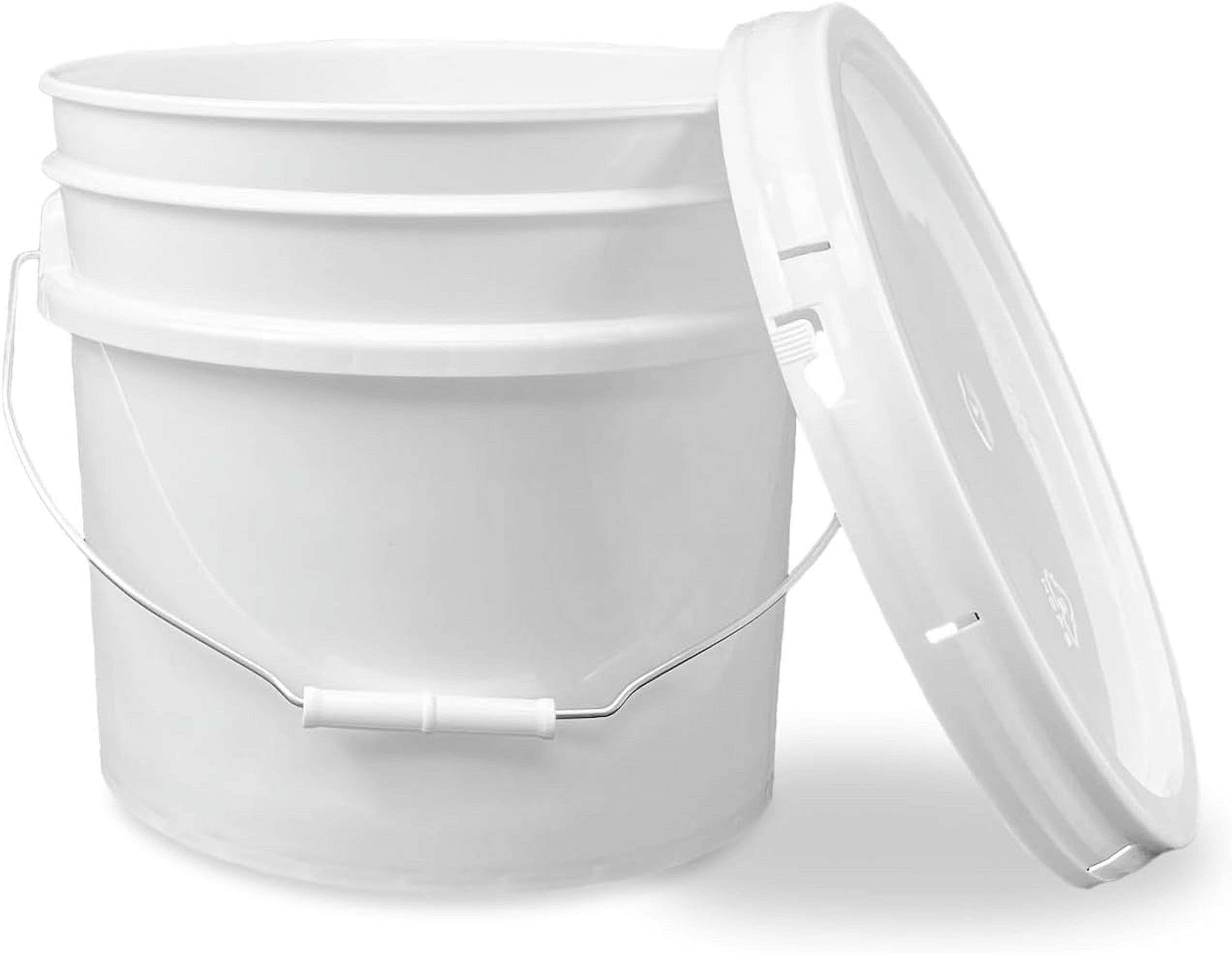 LEE FISHER SPORTS 5 Gallon Bucket With Lid – Durable White Pail, Metal Handle - View #3
