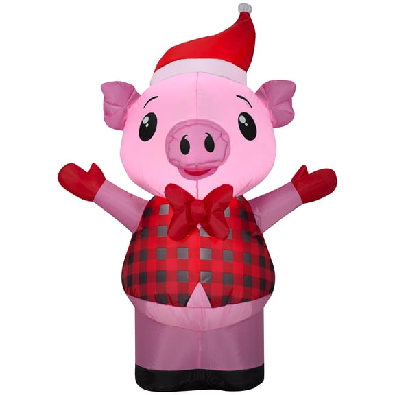 3.5' Gemmy Airblown Christmas Pig in Christmas Vest Yard Decoration 119531