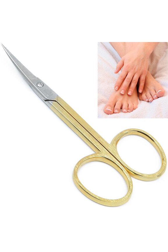3.5" Gold Plated Curved Pointed Tip Cuticle Scissors