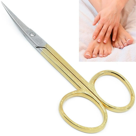 3.5" Gold Plated Curved Pointed Tip Cuticle Scissors