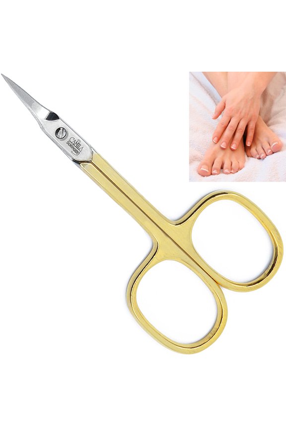 3.5" Gold Plated Curved Precision Tip Cuticle Scissors