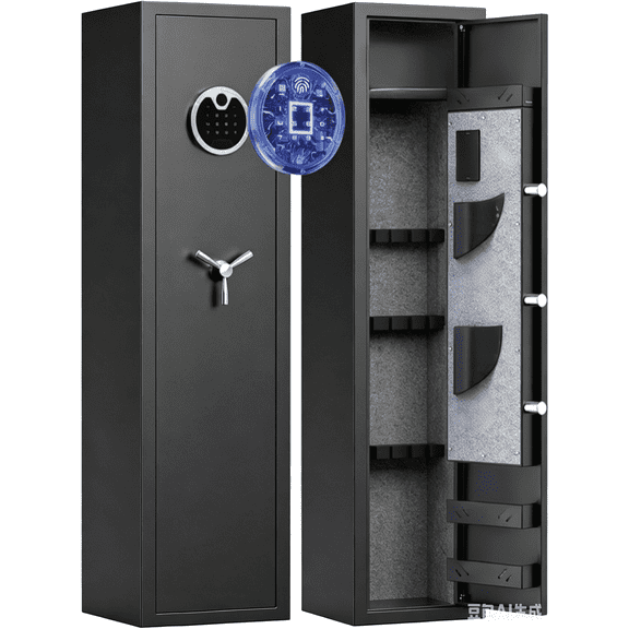 Omethey Gun Safe 54 Inch Biometric 5 Gun Capacity with Removable Shelf Quick Access