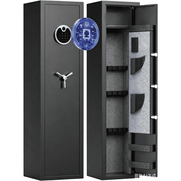 Omethey Gun Safe 54 Inch Biometric 5 Gun Capacity with Removable Shelf Quick Access