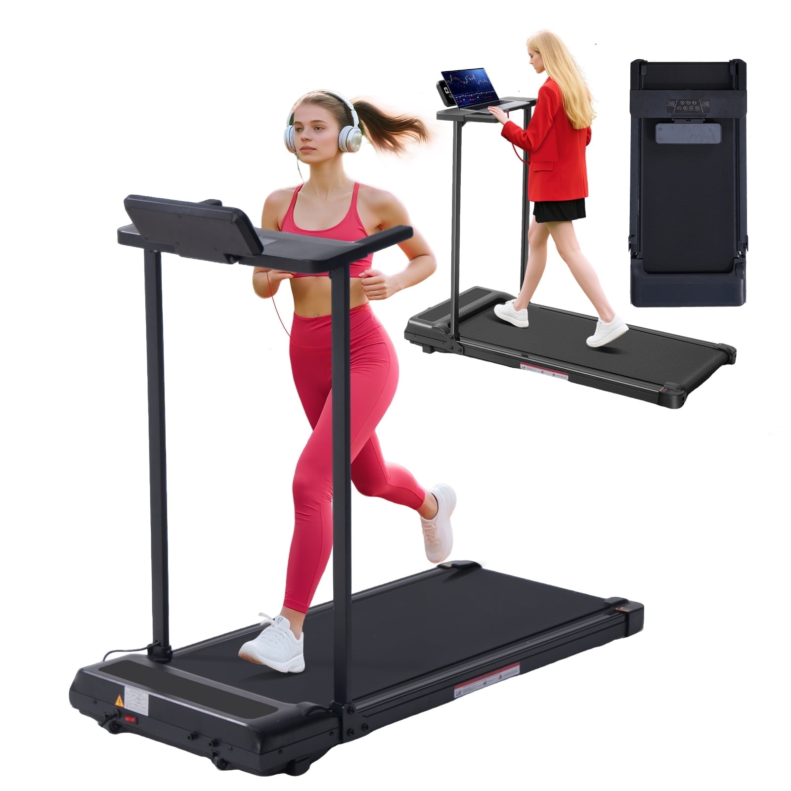 3.5 HP Electric Treadmill with Handles, Compact Foldable Walking Pad Treadmills for Home Office Workouts, LED Display, 400 lb Capacity