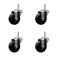 thumbnail image 1 of 3.5 Hard Rubber Wheel Swivel 3/4 Inch Threaded Stem Caster Set Service Caster, 1 of 2