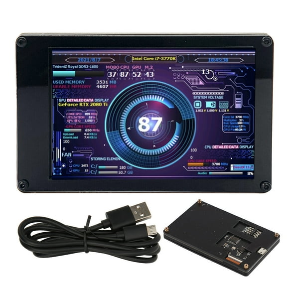 3.5" IPS Screen for CPU & RAM Data, USB Mini Display PC Temperature Monitor