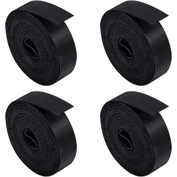 3/5 Inch 26.24 Feet Cable Ties Reusable Cable Management Straps Nylon Hook and Loop Tape Black Wire Ties Fastening Tape Twist Ties for Cords(6.56ft x 4 Rolls) Black