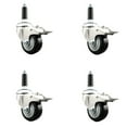 thumbnail image 1 of 3.5 Inch 316SS Black Poly Swivel 7/8 Inch Expanding Stem Caster Set Lock Brake, 1 of 2