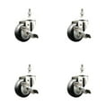 thumbnail image 1 of 3.5 Inch 316SS Black Polyurethane Swivel 3/8 Inch Threaded Stem Caster Set Brake, 1 of 2
