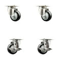 thumbnail image 1 of 3.5 Inch 316SS Black Polyurethane Wheel Swivel Top Plate Caster Set 2 Brakes SCC, 1 of 2
