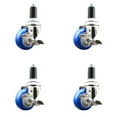 thumbnail image 1 of 3.5 Inch 316SS Blue Poly Swivel 1-3/8 Inch Expanding Stem Caster Set Brake SCC, 1 of 2