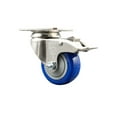 thumbnail image 1 of 3.5 Inch 316SS Blue Polyurethane Swivel Top Plate Caster with Total Lock Brake, 1 of 2