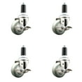 thumbnail image 1 of 3.5 Inch 316SS Gray Poly Swivel 1-3/8 Inch Expanding Stem Caster Set Brake SCC, 1 of 2