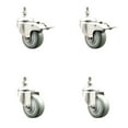 thumbnail image 1 of 3.5 Inch 316SS Gray Polyurethane 12mm Threaded Stem Caster Set 2 Lock Brake, 1 of 2