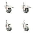 thumbnail image 1 of 3.5 Inch 316SS Gray Polyurethane ½ Inch Threaded Stem Caster Set 2 Lock Brake, 1 of 2