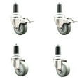 thumbnail image 1 of 3.5 Inch 316SS Gray Polyurethane Swivel 1-1/4 Inch Stem Caster Set 2 Lock Brake, 1 of 2