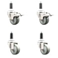 thumbnail image 1 of 3.5 Inch 316SS Gray Polyurethane Swivel 1 Inch Stem Caster Set 2 Lock Brake, 1 of 2