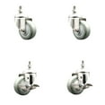 thumbnail image 1 of 3.5 Inch 316SS Gray Polyurethane Swivel 3/8 Inch Stem Caster Set 2 Brake SCC, 1 of 2