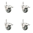 thumbnail image 1 of 3.5 Inch 316SS Gray Polyurethane Swivel 3/8 Inch Stem Caster Set Lock Brake SCC, 1 of 2