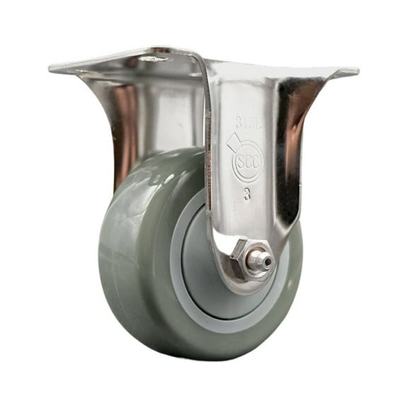 3.5 Inch 316SS Gray Polyurethane Wheel Rigid Top Plate Caster Service Caster