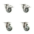 thumbnail image 1 of 3.5 Inch 316SS Gray Polyurethane Wheel Swivel Top Plate Caster Set 2 Lock Brake, 1 of 2