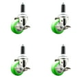 thumbnail image 1 of 3.5 Inch 316SS Green Poly Swivel 1 Inch Expanding Stem Caster Set Brake SCC, 1 of 2