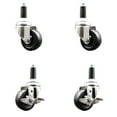 thumbnail image 1 of 3.5 Inch 316SS Hard Rubber Swivel 1-1/8 Inch Expanding Stem Caster Set 2 Brake, 1 of 2