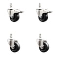 thumbnail image 1 of 3.5 Inch 316SS Hard Rubber Swivel 10mm Threaded Stem Caster Set 2 Lock Brake, 1 of 2