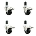 thumbnail image 1 of 3.5 Inch 316SS Hard Rubber Wheel Swivel 1-1/2 Inch Stem Caster Set Lock Brake, 1 of 2