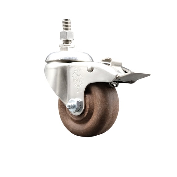 3.5 Inch 316SS High Temp Glass Filled Nylon 12mm Stem Caster Lock Brake SCC