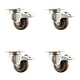 thumbnail image 1 of 3.5 Inch 316SS High Temp Glass Filled Nylon Plate Caster Set Total Lock Brake, 1 of 2
