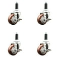 thumbnail image 1 of 3.5 Inch 316SS Maroon Poly Swivel 1-1/8 Inch Expanding Stem Caster Set Brake SCC, 1 of 2