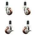 thumbnail image 1 of 3.5 Inch 316SS Maroon Poly Swivel 1-5/8 Inch Expanding Stem Caster Set 2 Brake, 1 of 2