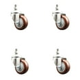 thumbnail image 1 of 3.5 Inch 316SS Maroon Polyurethane Swivel 10mm Threaded Stem Caster Set SCC, 1 of 2