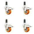 thumbnail image 1 of 3.5 Inch 316SS Orange Poly Swivel 1-1/4 Inch Expanding Stem Caster Set Brake, 1 of 1